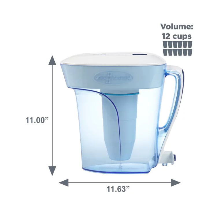 ZeroWater® ZD-012RP 12 Cup Ready-Pour® Filtered Pour-Through Water Pitcher - Blue