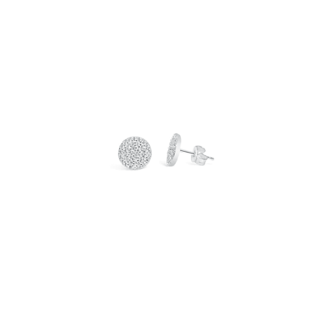 Stia  Pretty Party Earring Pavé Disk Stud in Silver