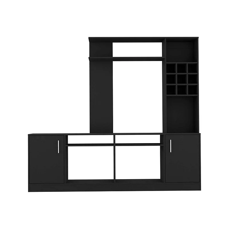 Vibrant Entertainment Center For TV▽s up 78， Double Doors Cabinet， Storage Spaces， Six External Shelves