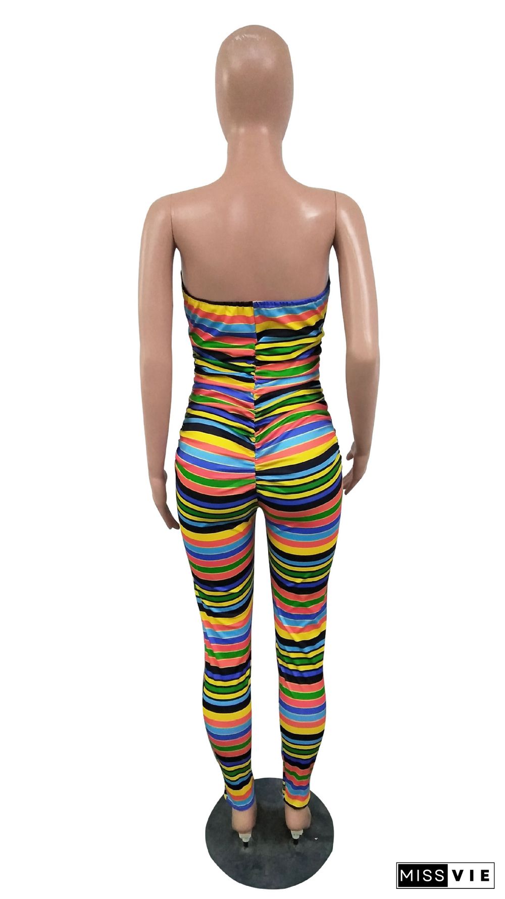 Urban Women's Multi-Color Striped Strapless Jumpsuit