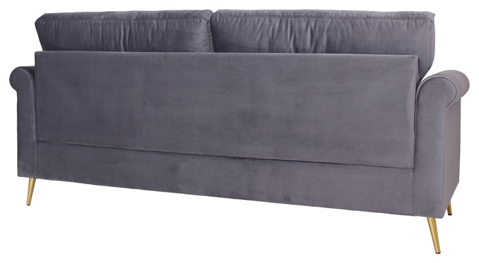 Home Square 2 Piece Velvet Living Room Sofa Set in Gray   Midcentury   Sofas   by Homesquare  Houzz