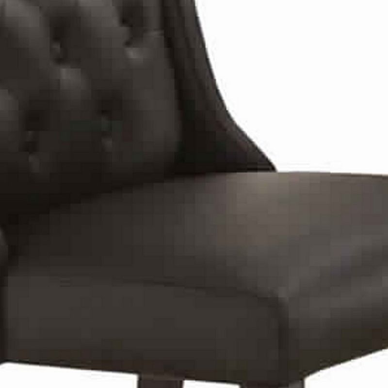 Button Tufted Royal Dining Chair， Set Of 2， Dark Brown