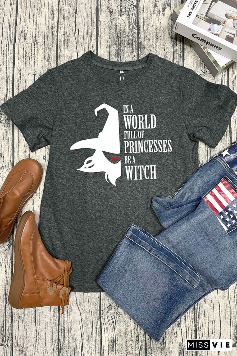 Spooky Witch Short Sleeve Graphic Tee Wholesale