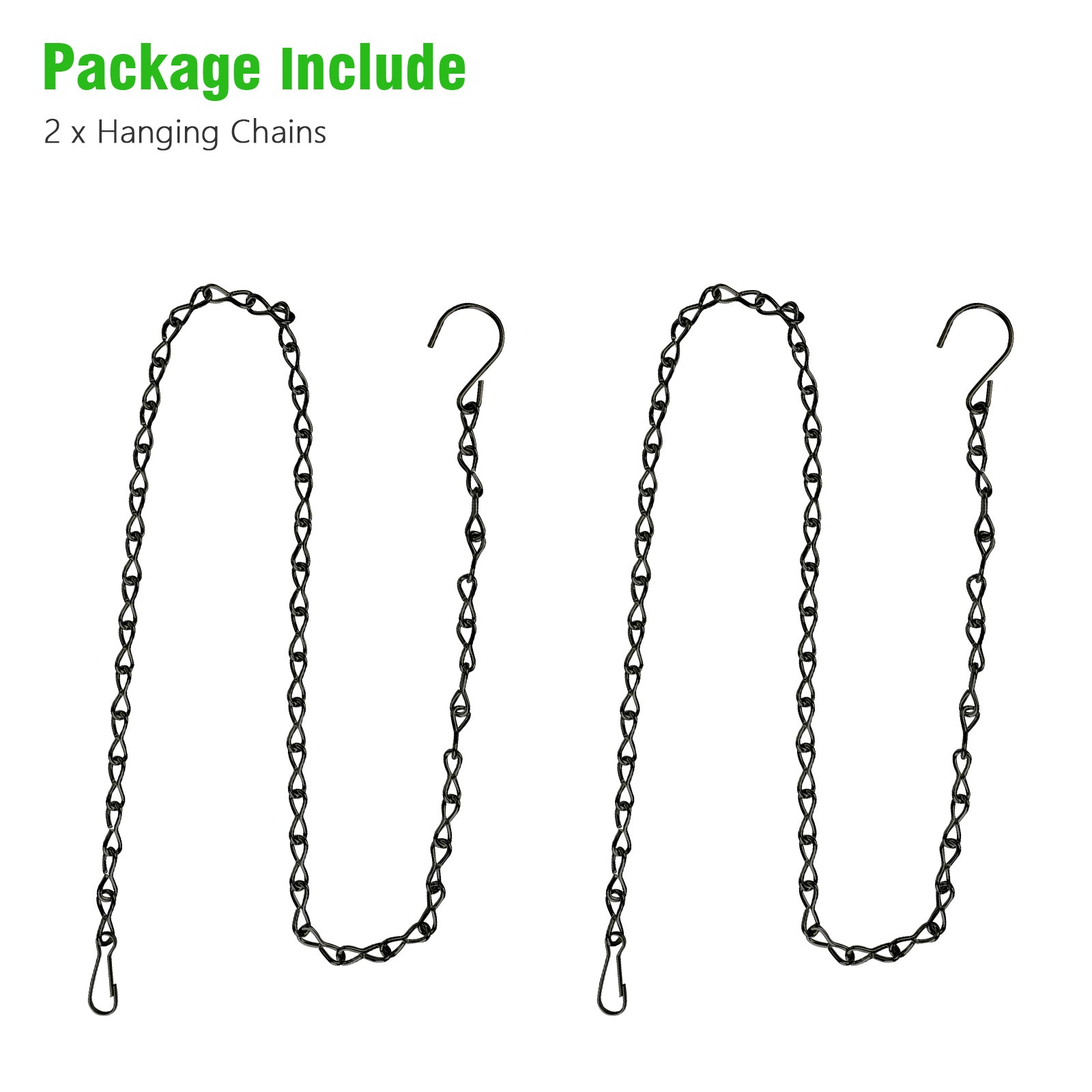 2pcs 35 Inch Hanging Chains, EEEkit Garden Hanging Chain with Hooks for Bird Feeders, Decorative Ornaments, Planters, Billboards, Lanterns, Wind Chimes, and Decorative Ornaments, Holds up to 24lbs