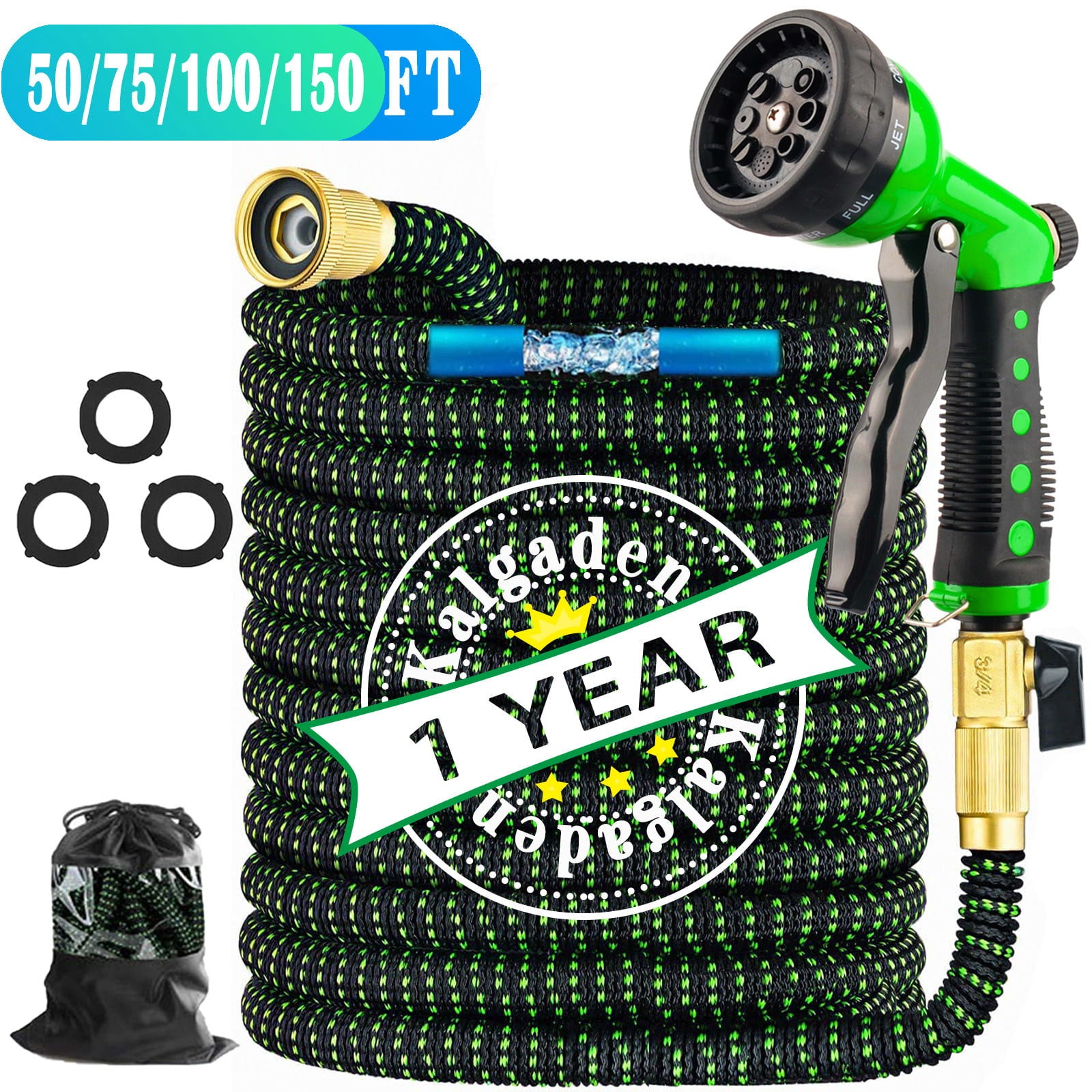 2022 Upgrade Expandable Garden Hose 150 ft Water Hose with 8 Function Nozzle Expanding Lightweight Hose for Garden Watering Water Pipe with Brass Fittings, No-Kink Flexible Pipe for Car Floor Washing