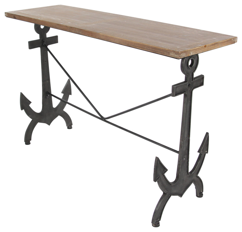 Coastal Black Metal Console Table 84280   Beach Style   Console Tables   by Brimfield  ampMay  Houzz