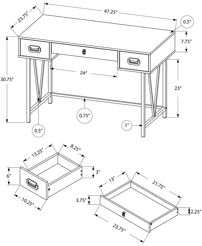 Monarch Specialties Wood Grain 48L Computer Desk in Taupe