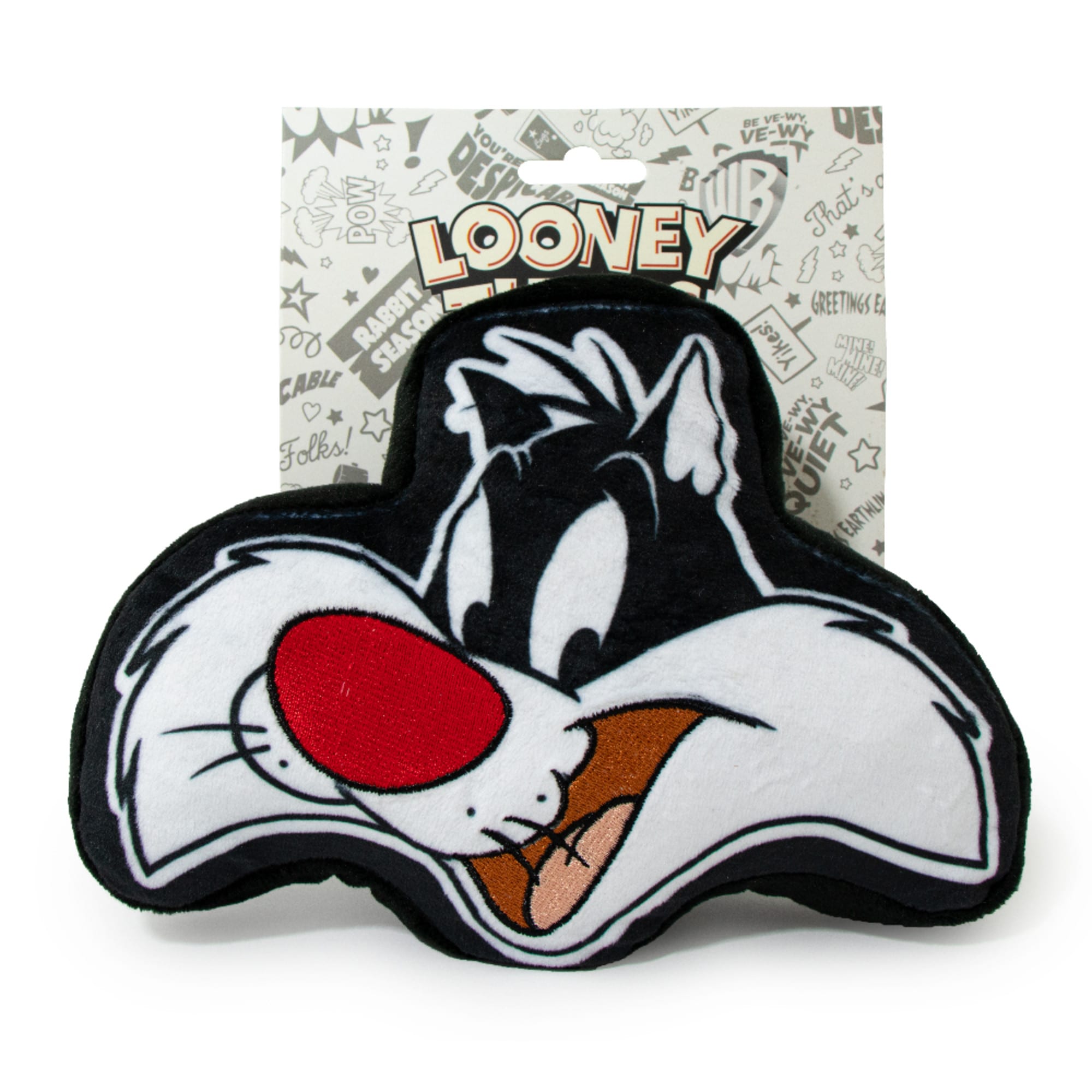 Buckle-Down Looney Tunes Sylvester The Cat Smiling Plush Squeaker Dog Toy， X-Small