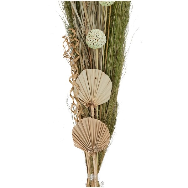 Green Dried Plant Handmade Tall Assorted Bouquet Pampas Grass Natural Foliage with Palm Leaf Accents