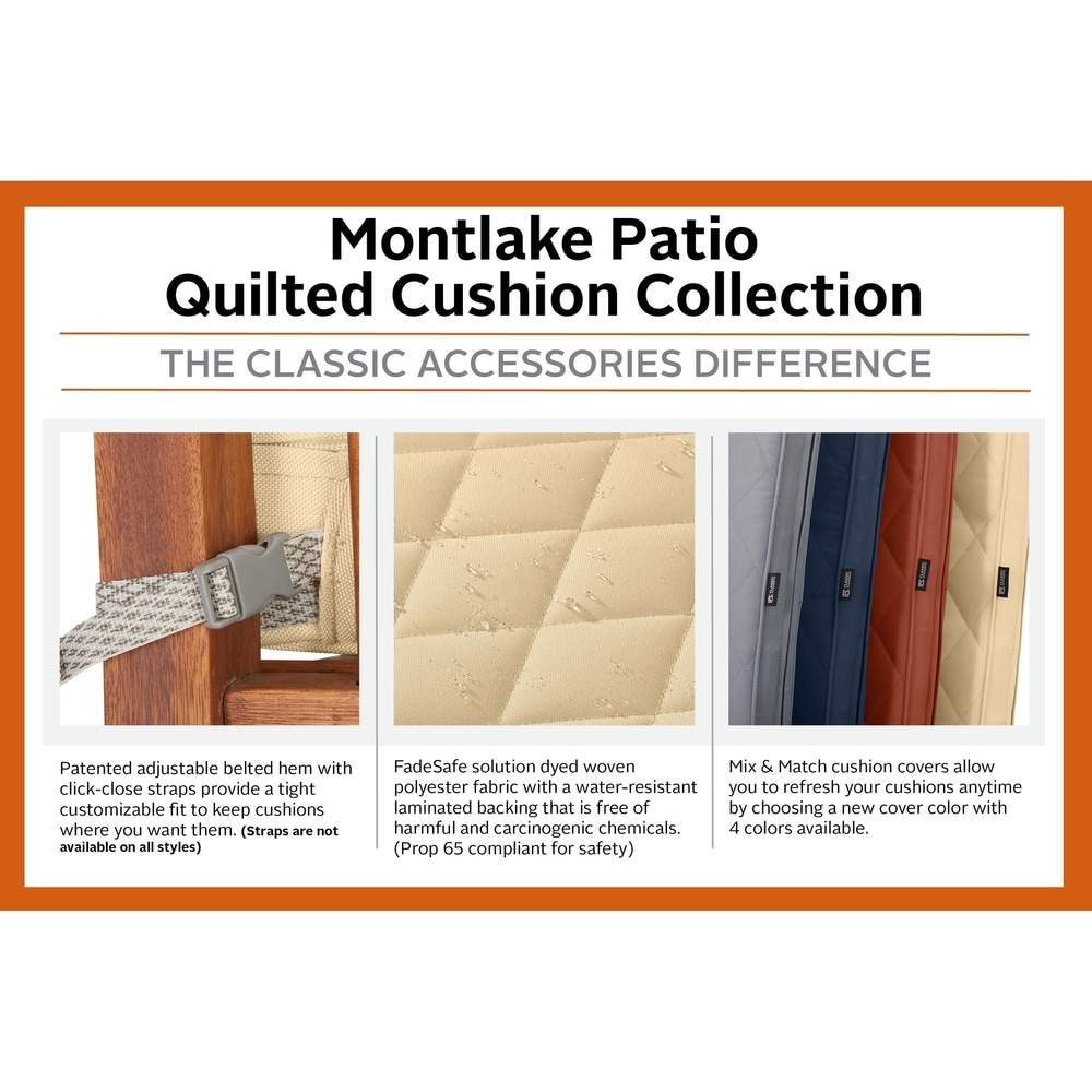 Classic Accessories Montlake FadeSafe Rectangle Settee/Bench Seat Quilted Cushion Lounge Cushion  54\