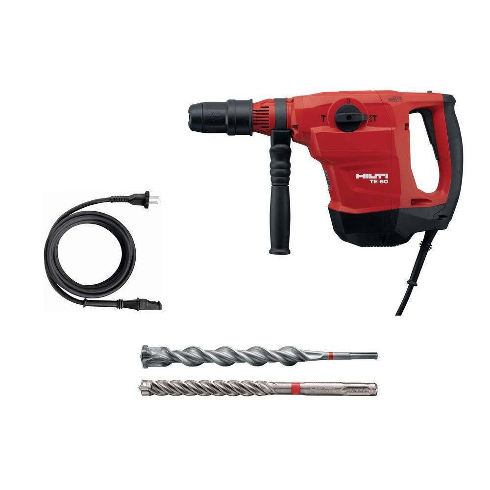 Hilti 120-Volt Corded TE 60 AVR SDS Max Combination Hammer Drill Kit with Cord TE-YX 78 in Bit and TE-YP Pointed Chisel 3564151