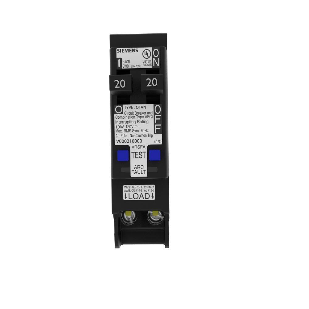 Siemens 20 Amp 120-Volt 1-Pole Tandem CAFCI Type QTAN Circuit Breaker Q2020AFCNP