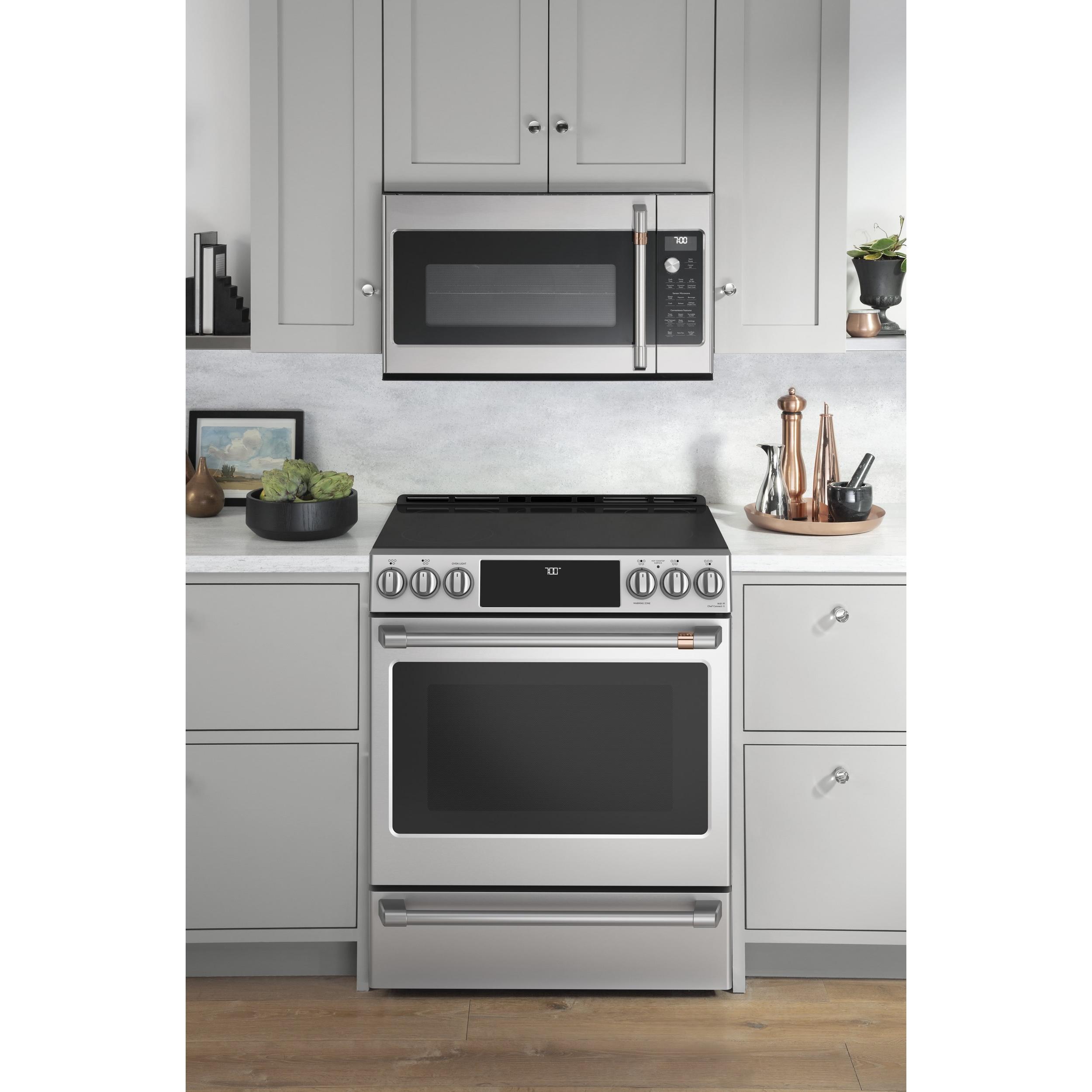 Café 30-inch Slide-in Electric Range with Warming Drawer CES700P2MS1