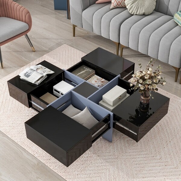 31.5 in. Square Cocktail Coffee Table Extendable Sliding Tabletop