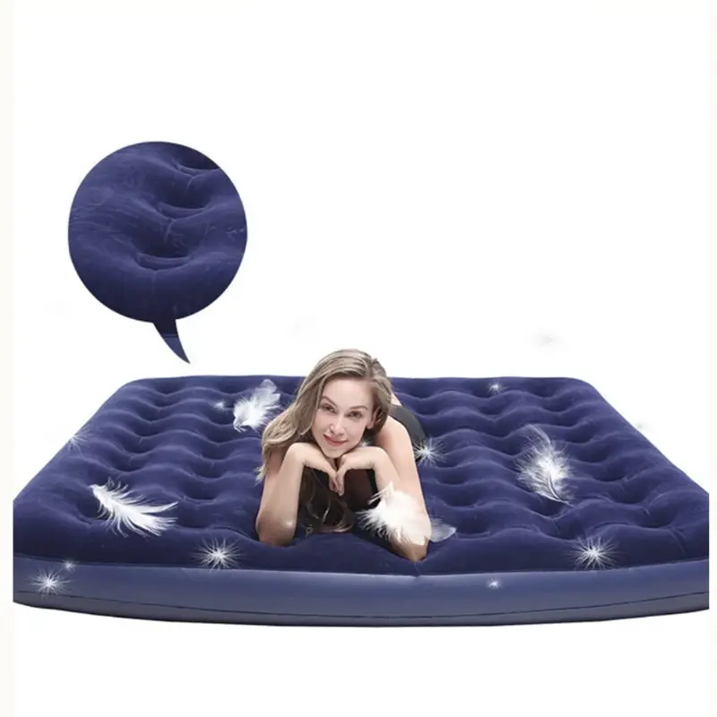 Waterproof Flocked Topping and Large Valve for Rapid Inflation and Deflation  Outdoor Camping Air Mattress Folds for Storage