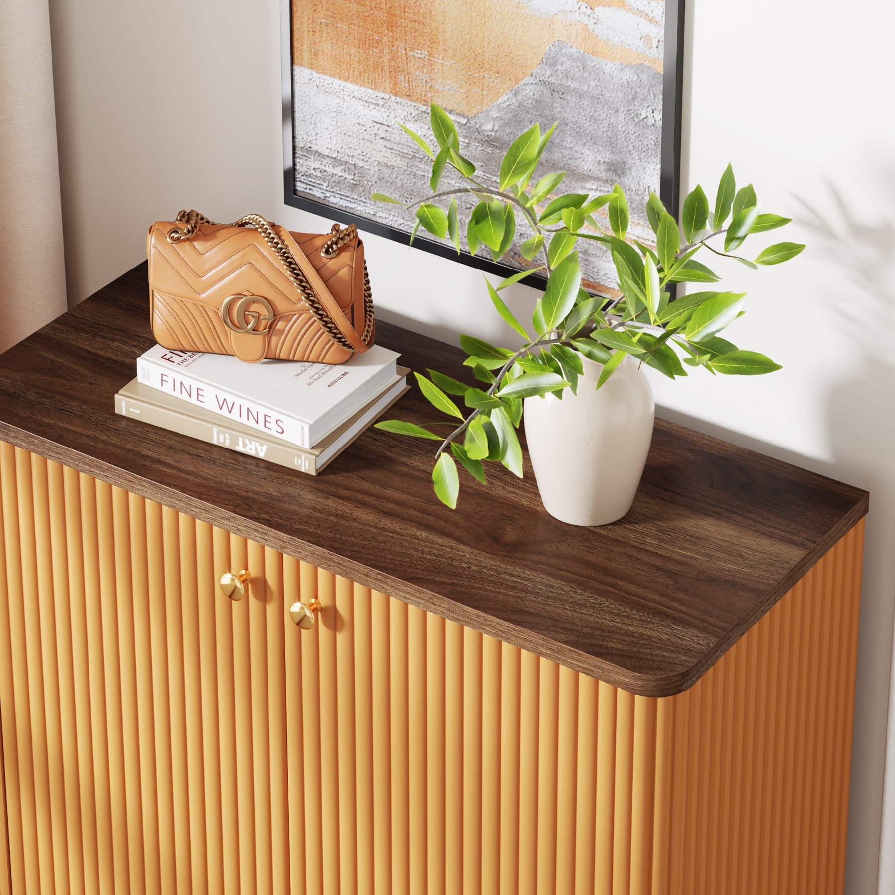 24-Pair Wood Shoe Cabinet with Doors & Adjustable Shelves