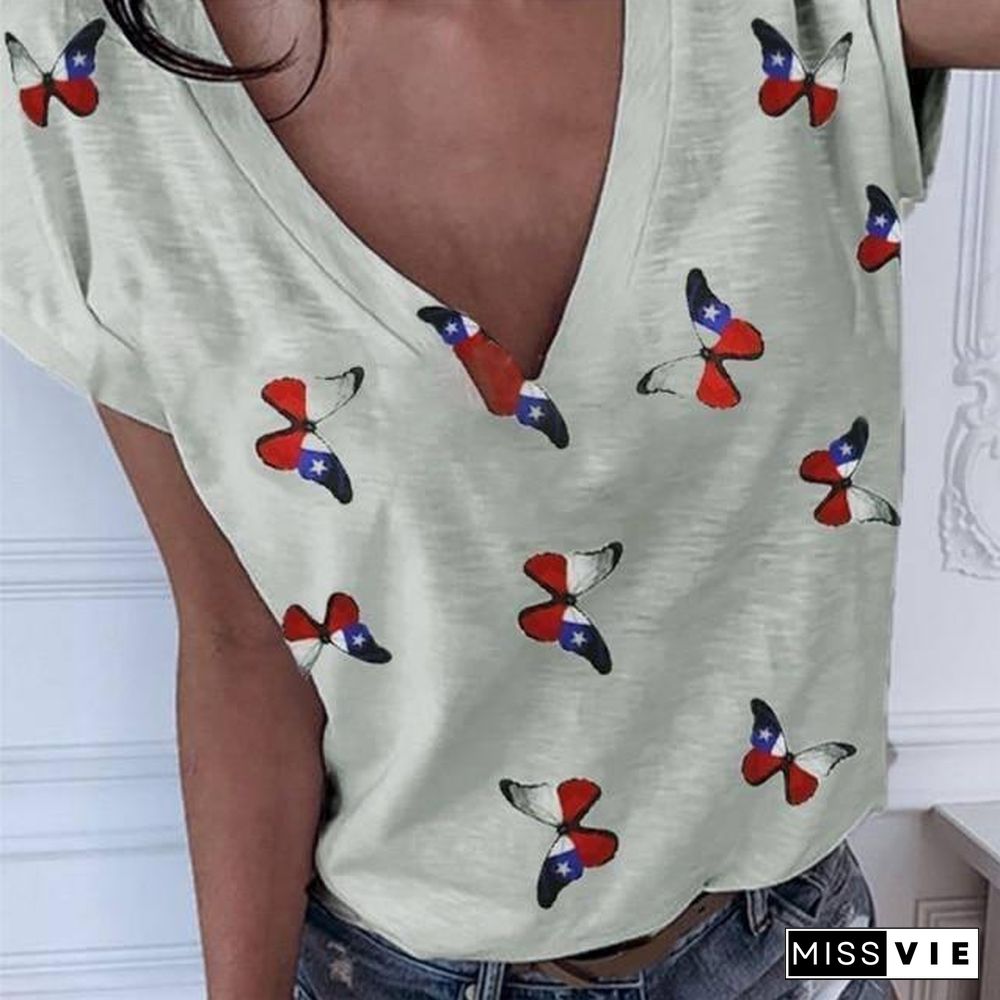 Heart Print Women Shirt Blouse Plus Size Casual Summer Short Sleeve Loose Shirt Ladies Streetwear Tops Blusa Clothing