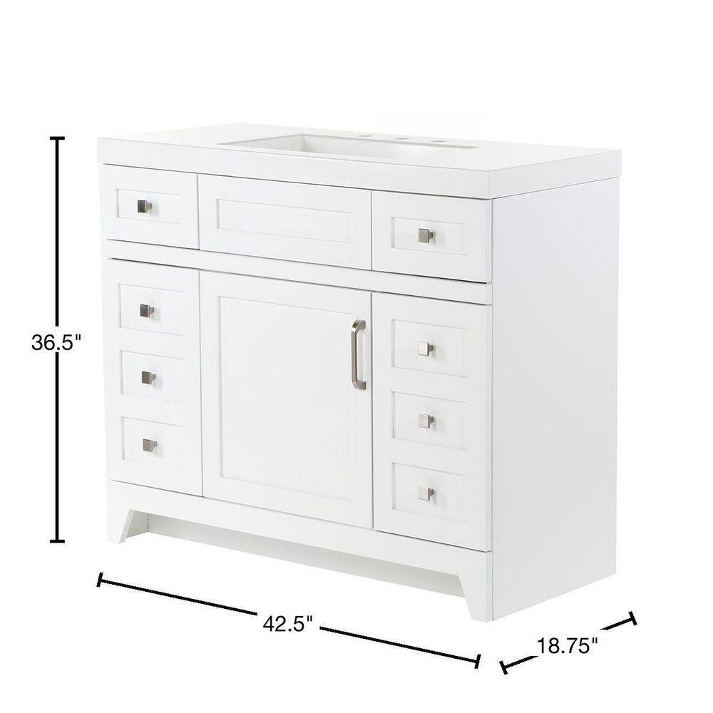 Home Decorators Collection Rosedale 42.5 in. W x 18.75 in. D Bath Vanity in White with Cultured Marble Vanity Top in White with Integrated Sink RD42P2-WH