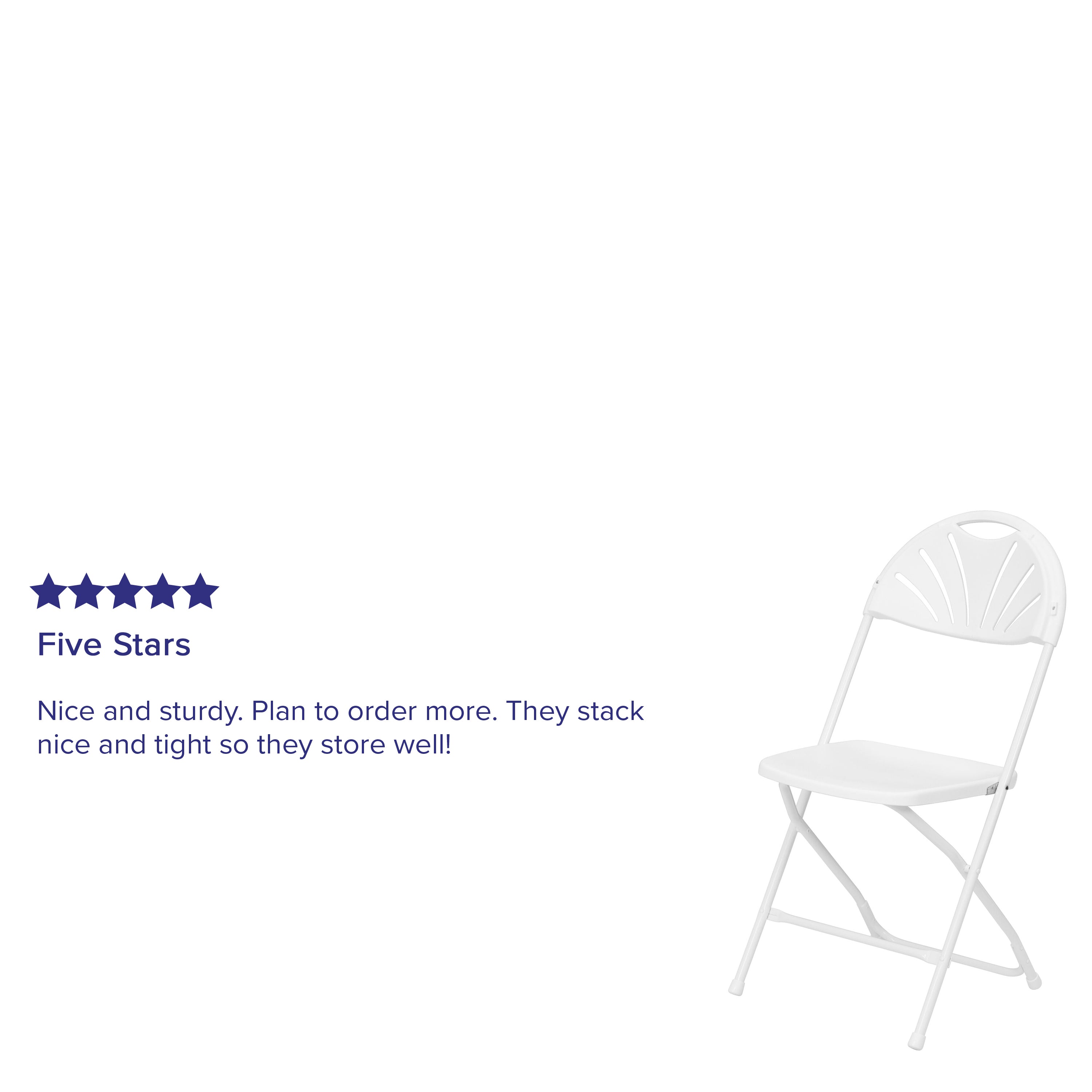 Flash Furniture HERCULES Series 650 lb. Capacity White Plastic Fan Back Folding Chair