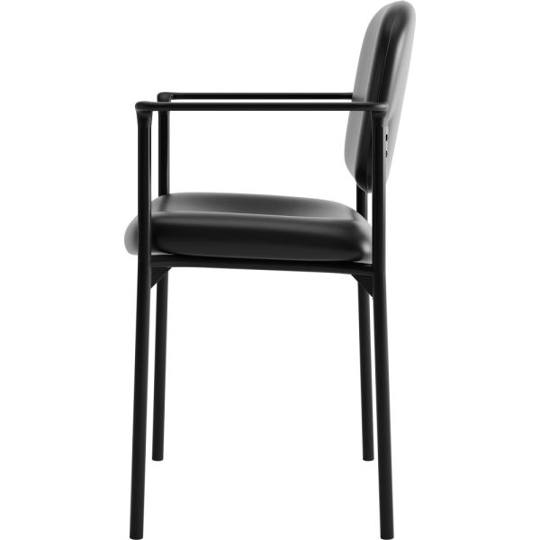 HON VL616 Stacking Guest Chair with Arms， Bonded Leather Upholstery， 23.25