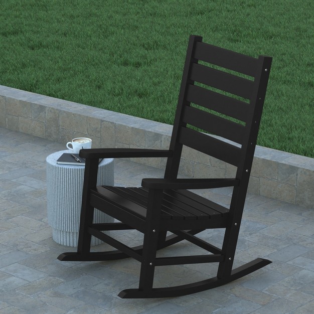 Emma And Oliver Contemporary Rocking Chair All weather Hdpe Indoor outdoor Rocker