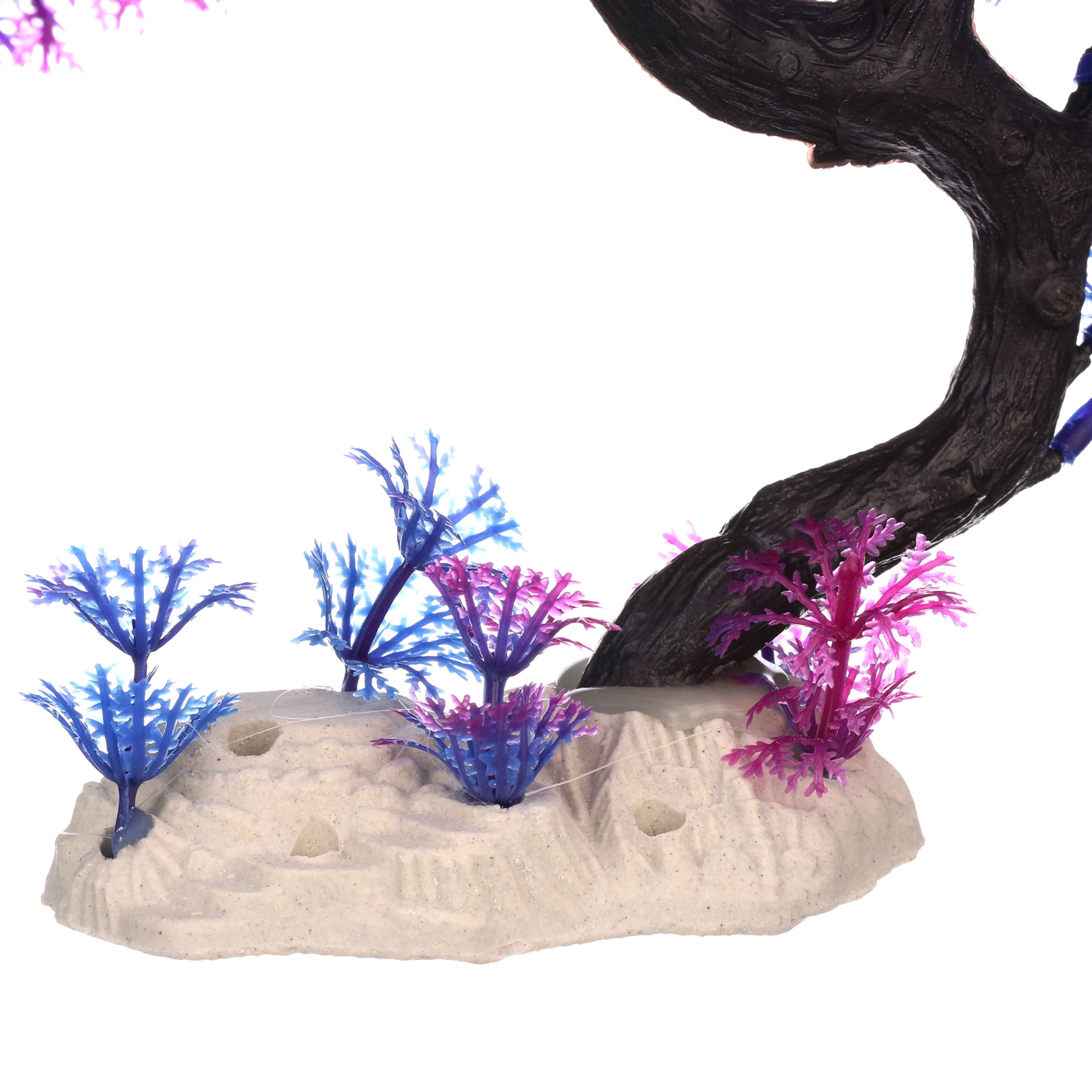 Purple Aquarium Plant with Ceramic Base， 12-Inch Height