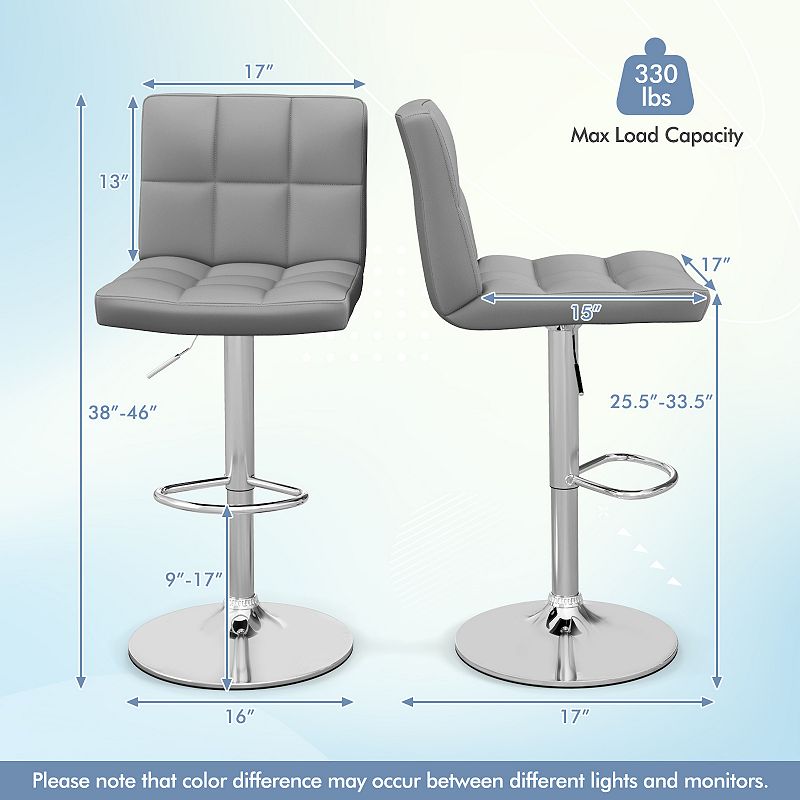 Adjustable Swivel Bar Stool with PU Leather