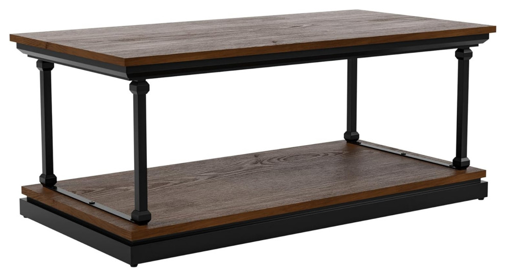 Transitional Coffee Table Set  Metal Frame  ampCrown Molded Top   Industrial   Coffee Table Sets   by Decor Love  Houzz