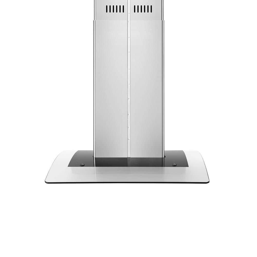 Empava Deluxe 36 in 400 CFM Ducted Glass Kitchen Island Range Hood in Stainless Steel with Glass Cover and Soft Controls