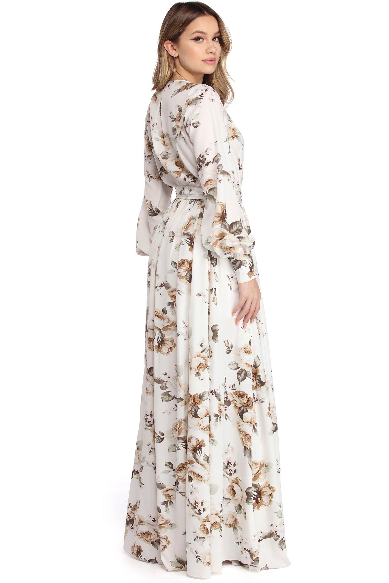 Makayla Floral Chiffon Wrap Dress