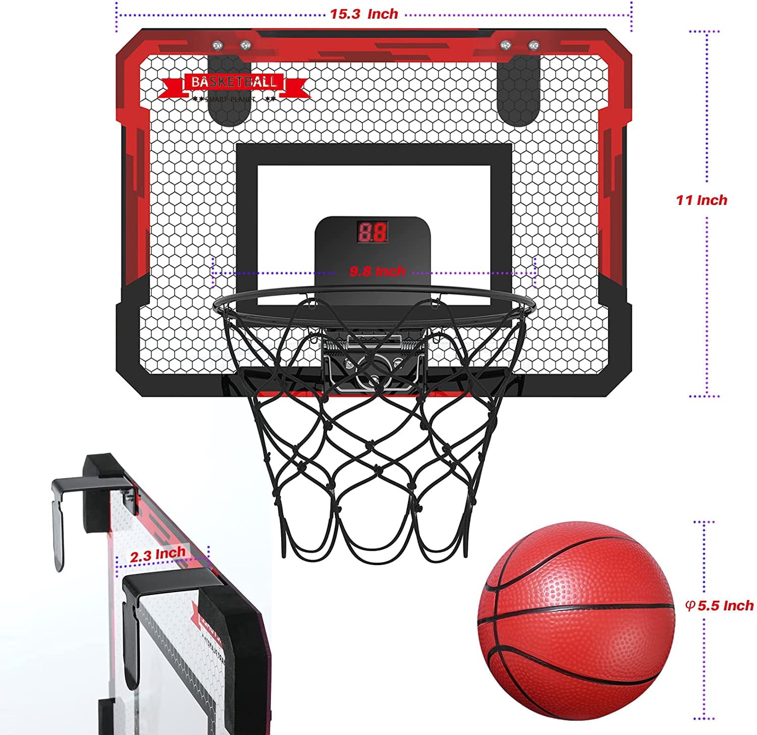 Beefunni Basketball Hoop for Kids， Outdoor Basketball Toys with Scoreboard， Portable Indoor Play Backyard Games for Boys Girls Age 3-8 Gifts