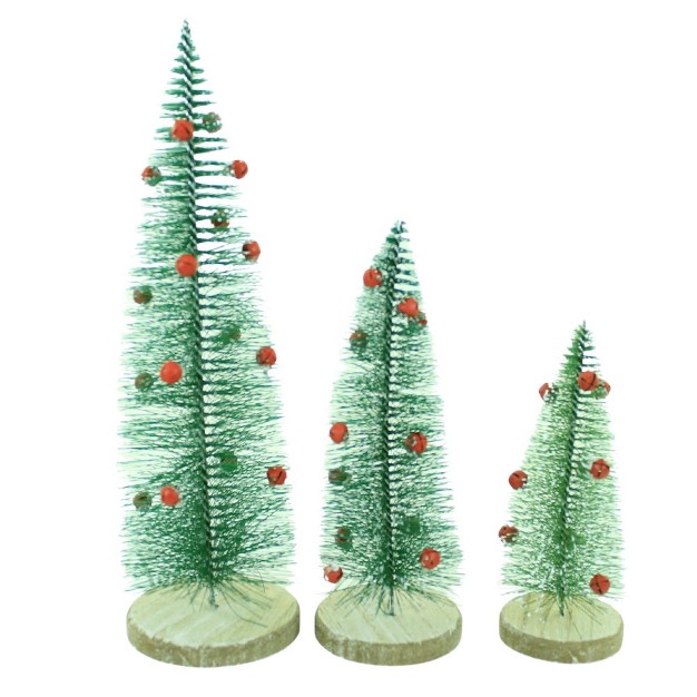 Christmas Green Bristle Trees Option 2 Decorative Figurines