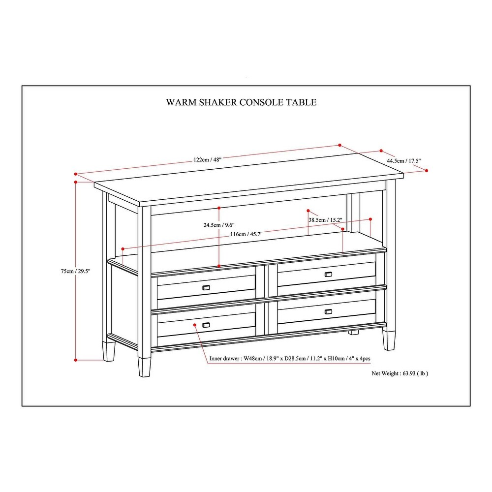 WYNDENHALL Norfolk Wood Transitional Sofa Table   48 Inches wide