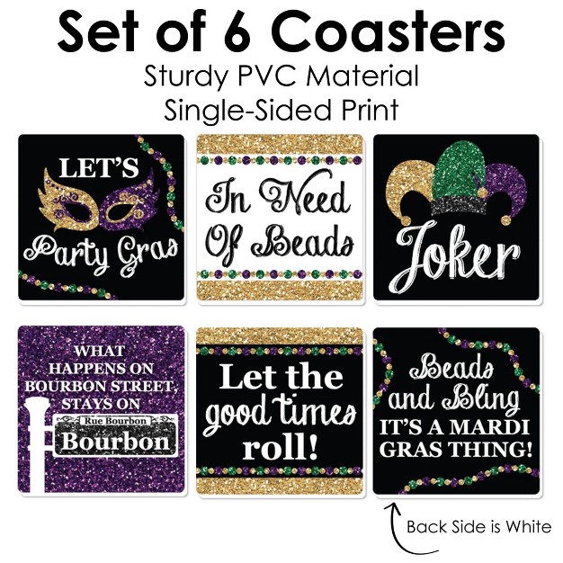 Big Dot Of Happiness Mardi Gras Funny Masquerade Party Decorations Drink Coasters Set Of 6