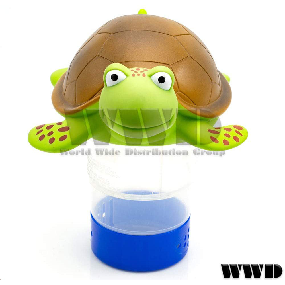 WWD POOL Chlorine Dispenser Animal Floating Pool Chlorine Floater for Chemical Tablets Fits 3" Tabs Bromine Holder Turtle Design