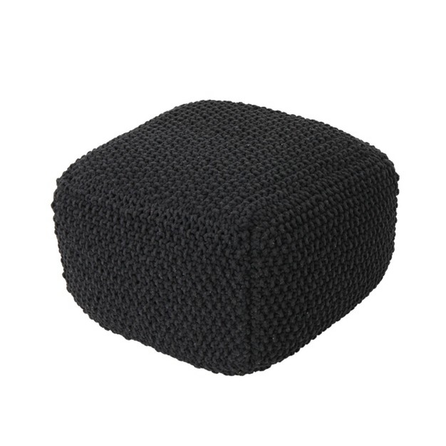 Hollis Knitted Cotton Square Pouf Christopher Knight Home