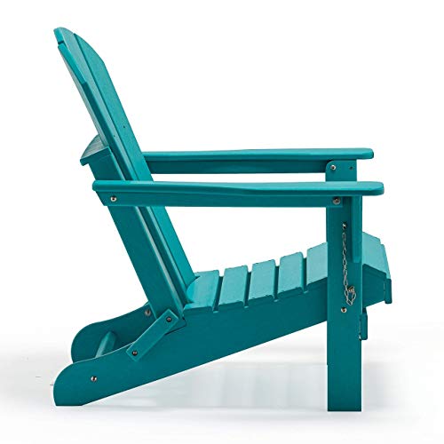 WestinTrends Outdoor Adirondack Chair, Plastic Fire Pit Chair, Weather Resistant Folding Patio Lawn Chair for Outside Deck Garden Backyard Balcony, Turquoise