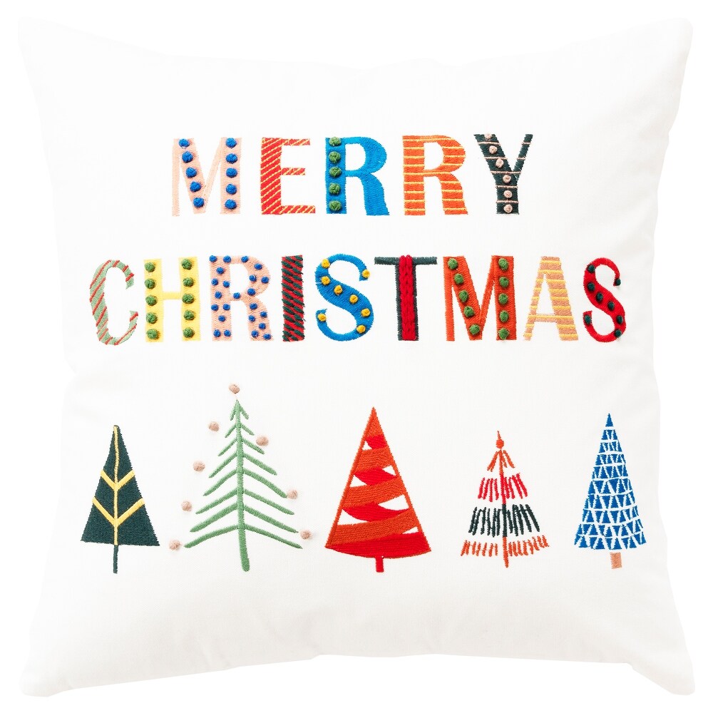 Rizzy Home Multi Colored Merry Christmas Throw Pillow Cover