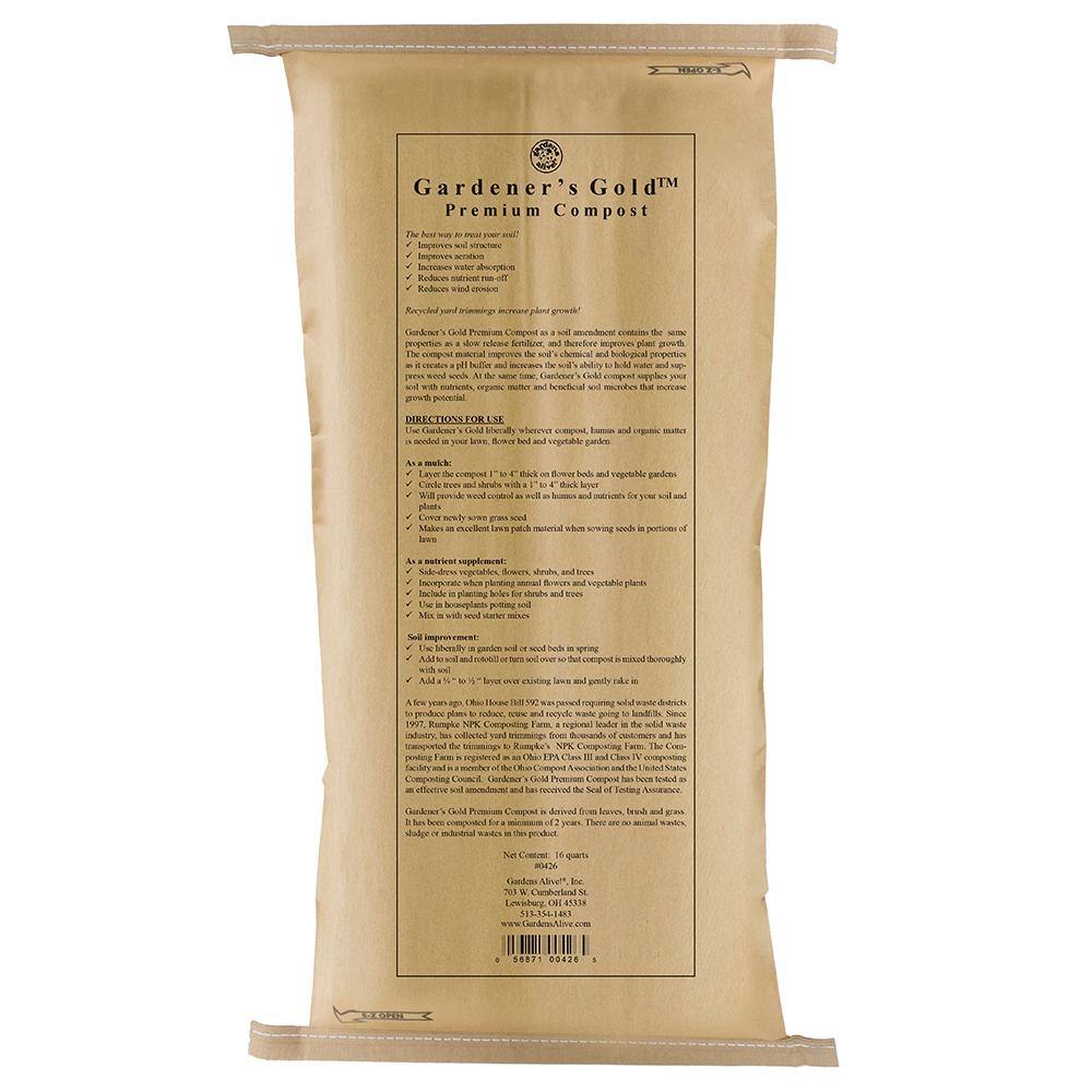 Gardens Alive! 16 Qt. Gardener's Gold Premium Bagged Compost 80033
