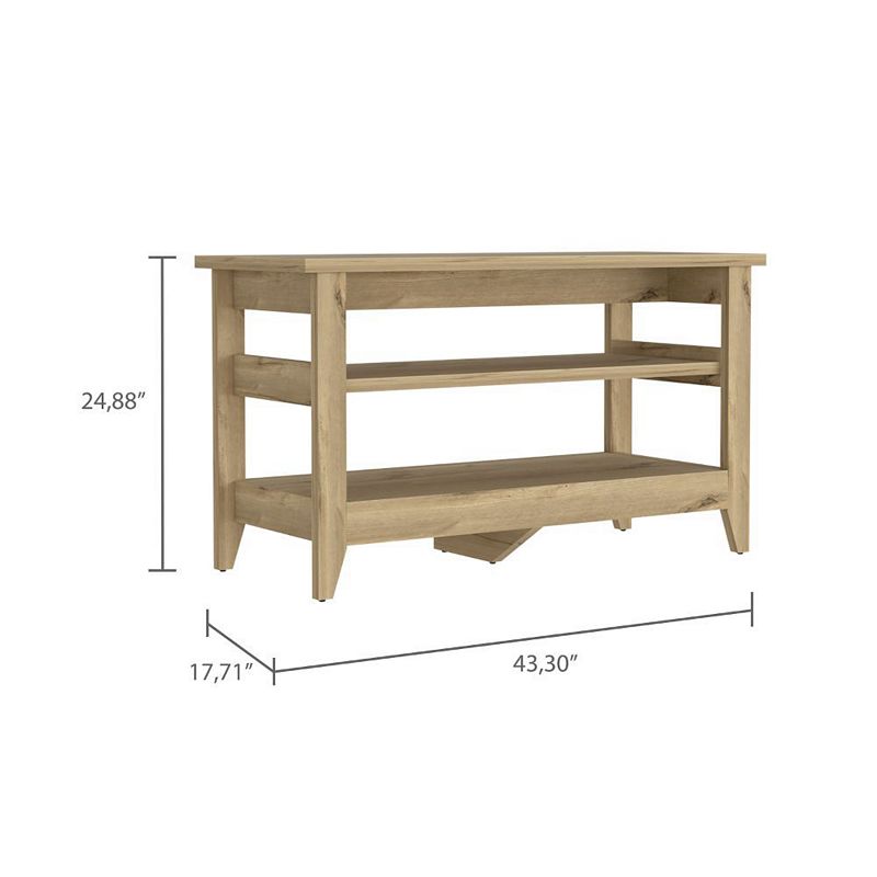 Vilna Storage Bench， Two Open Shelves， Four Legs