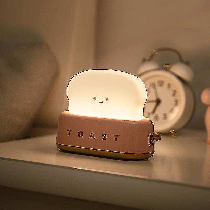 1pcs Creative Toast Night Light， Led Bread Maker Night Light， Usb Charging， Dimming Bedroom Bedside Sleep Light Red