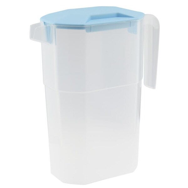 YBM Home Square Plastic Pitcher with 2 Strainers On Lid Clear 1.6 Liter， 35-1164 - 5.4x3.7x8.7