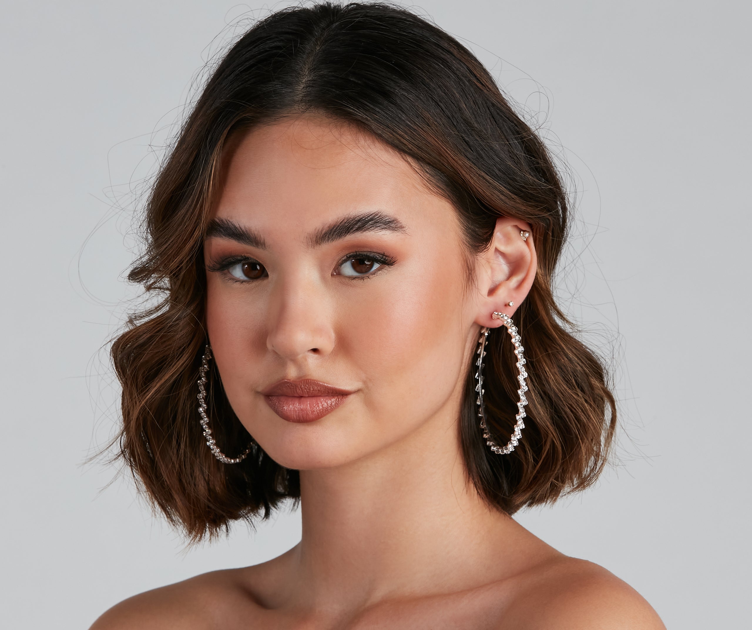 Step Up The Glam Rhinestone Hoop Earrings