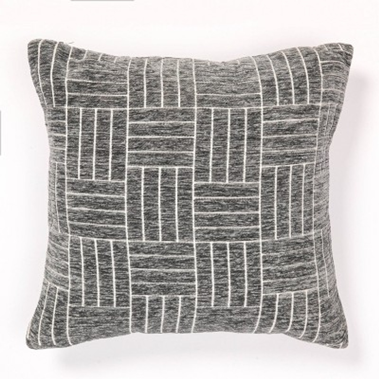 18x18 Staggered Striped Chenille Woven Jacquard Square Throw Pillow Charcoal Gray - freshmint