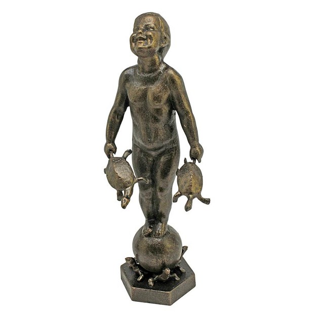 Design Toscano Turtle Boy Cast Iron Statue