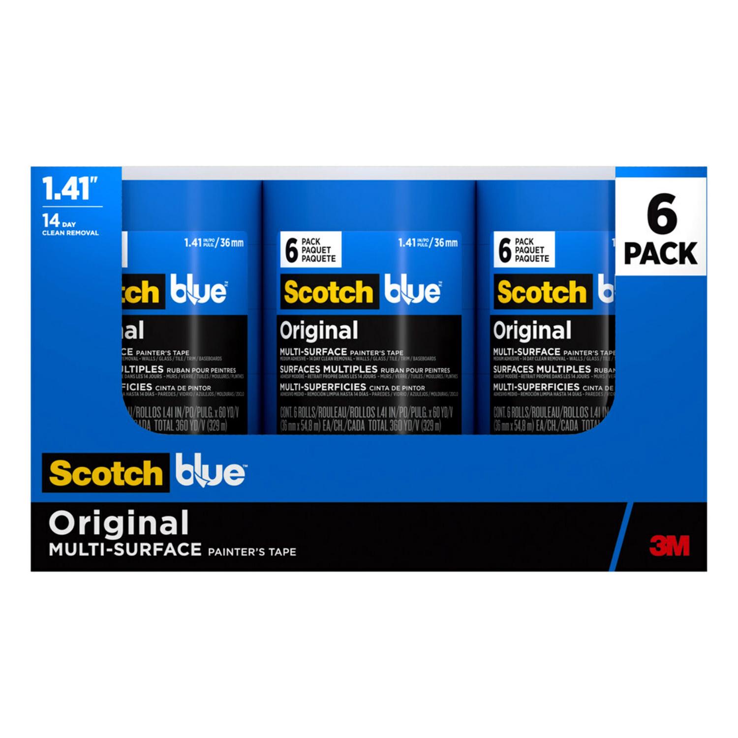 ScotchBlue 1.41 in. W X 60 yd L Blue Medium Strength Original Painter\u0027s Tape 6 pk