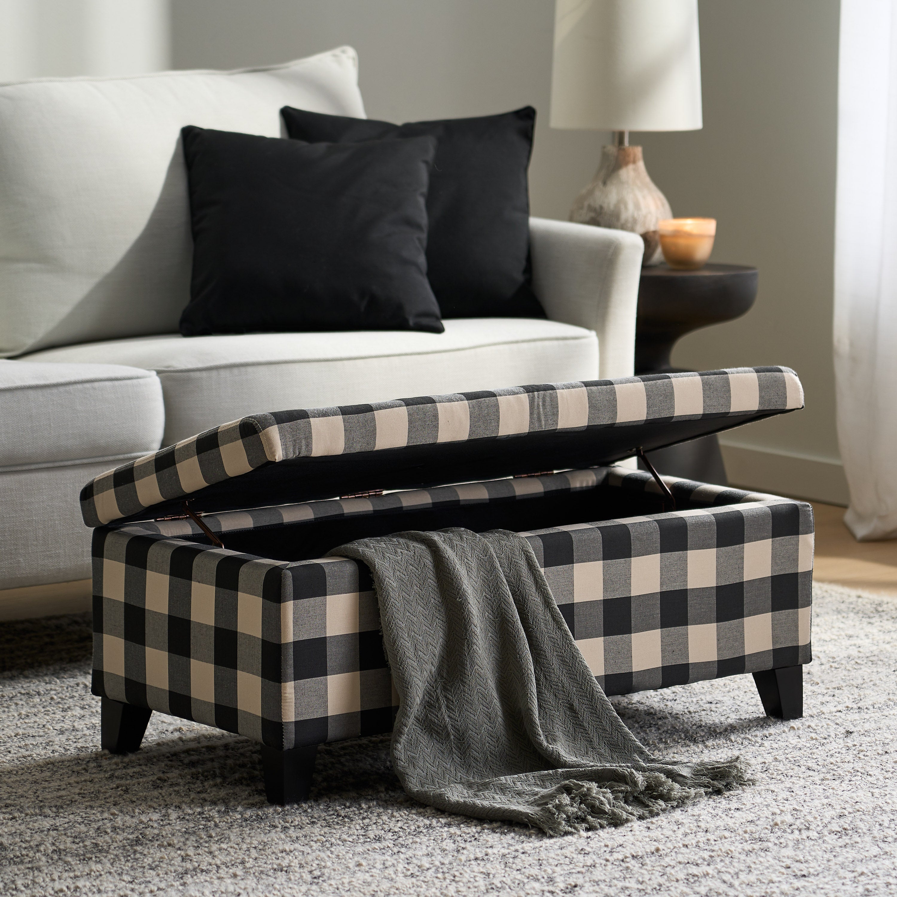 Brianna Rectangle Fabric Storage Ottoman Bench