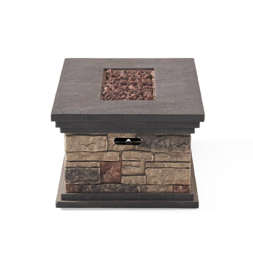 Noble House Fox Stone Rectangular Stone Fire Pit (No Tank Holder) 55431