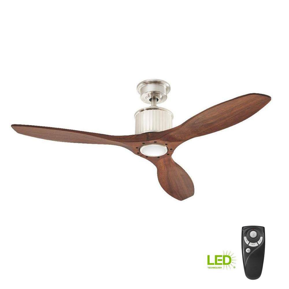 Home Decorators Collection Reagan 52 in. LED Indoor Brushed Nickel Ceiling Fan with Light Kit and Remote Control YG423-BN