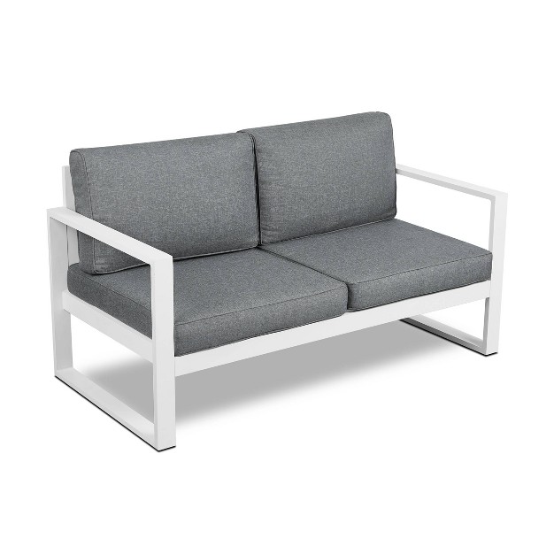 Baltic Patio Loveseat White Real Flame